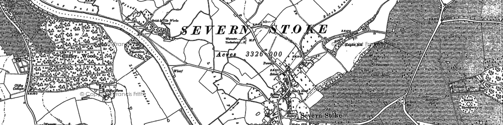 Old map of Severn Stoke in 1883