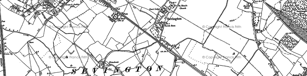 Old map of Sevington in 1896