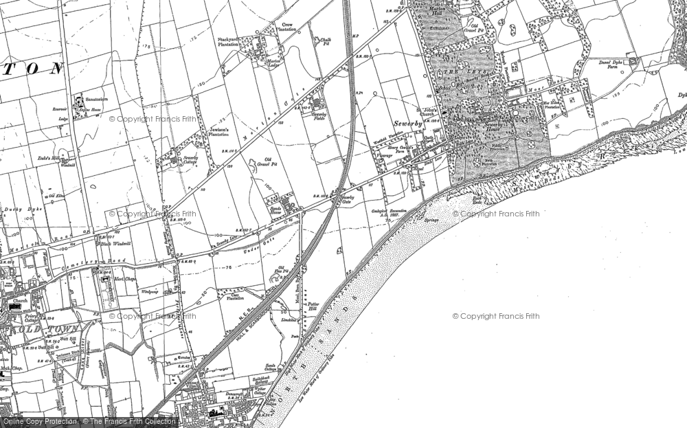 Old Map of Sewerby, 1909 in 1909
