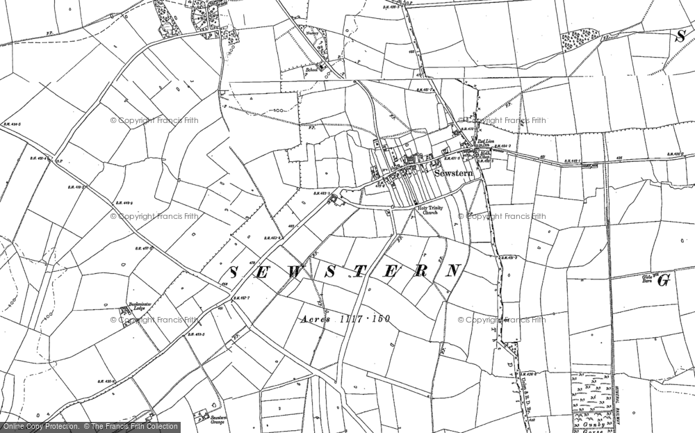 Old Map of Historic Map covering Buckminster Lodge in 1887