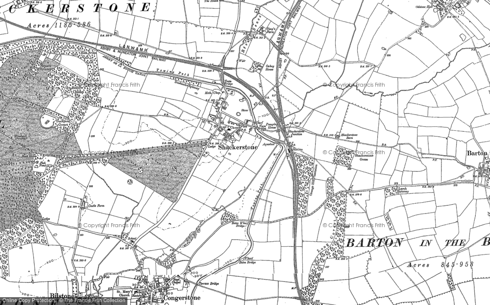 Old Map of Shackerstone, 1885 in 1885