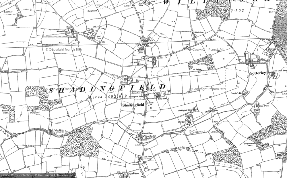 Old Map of Shadingfield, 1883 in 1883