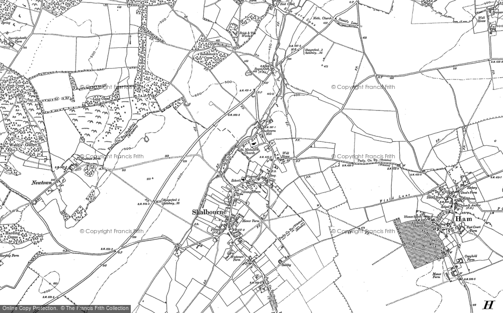 Old Map of Shalbourne, 1909 - 1922 in 1909