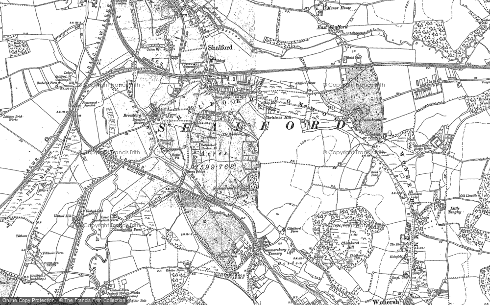Old Map of Historic Map covering Bradstone Brook in 1895