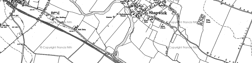 Old map of Shapwick in 1887