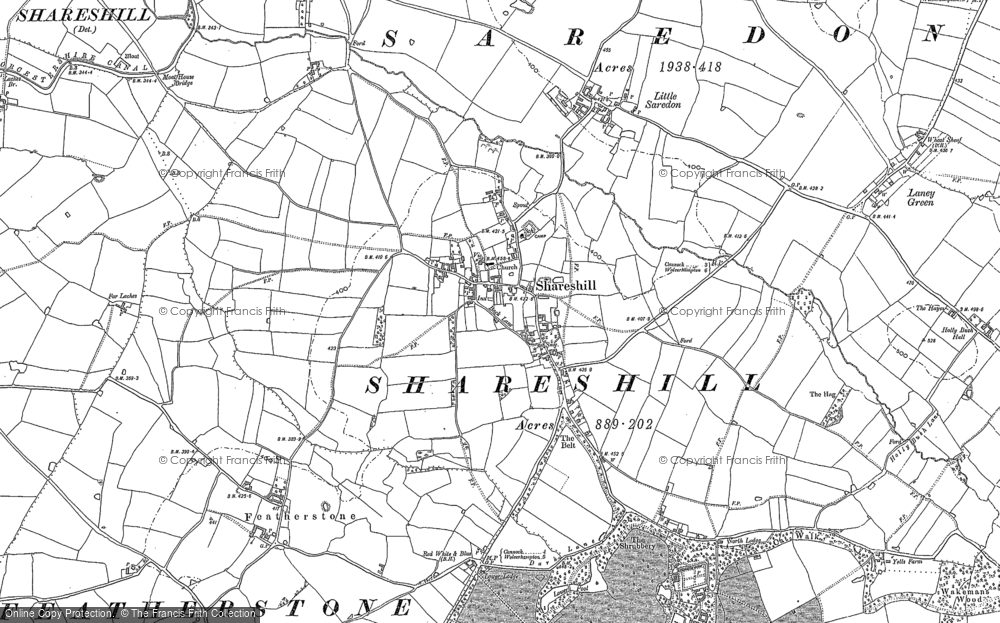 Old Map of Shareshill, 1883 in 1883