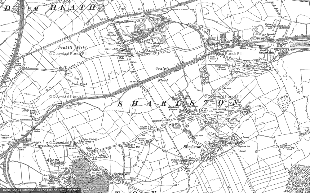 Old Map of Historic Map covering Windmill Hill in 1890