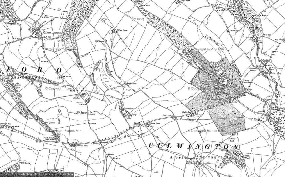 Old Map of Historic Map covering Upper Dinchope in 1883