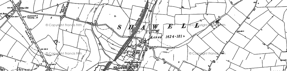 Old map of Shawell in 1885