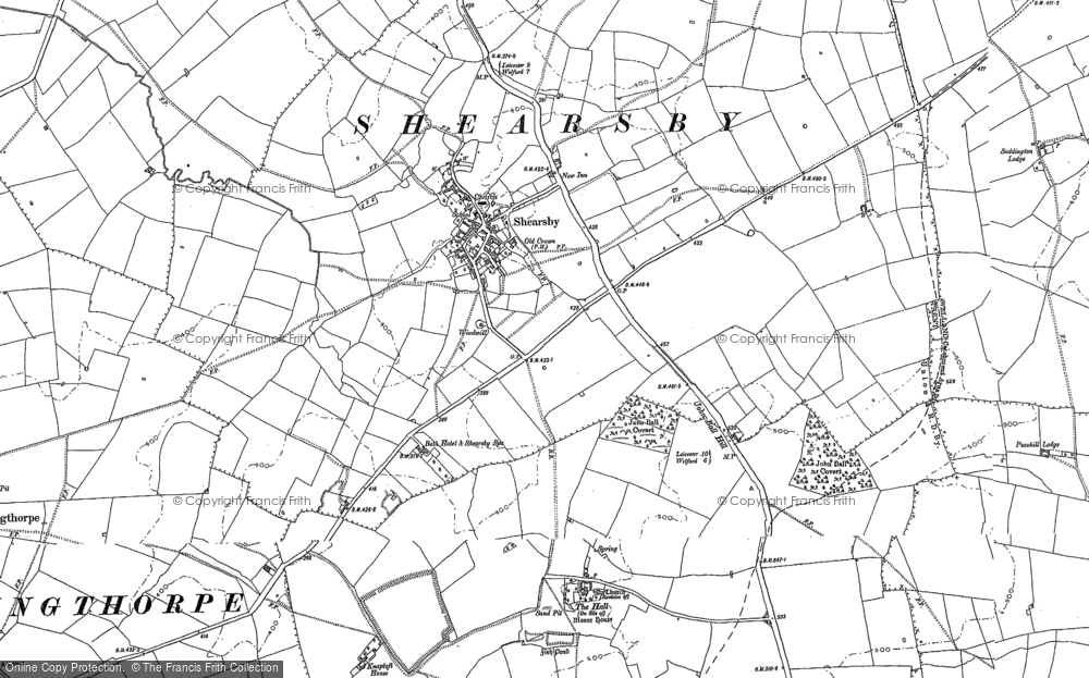 Old Map of Historic Map covering Bath Hotel and Shearsby Spa in 1885