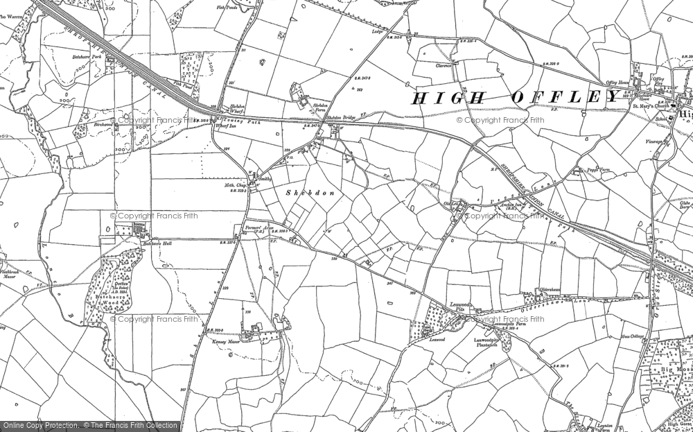 Old Map of Historic Map covering Batchacre Hall in 1880