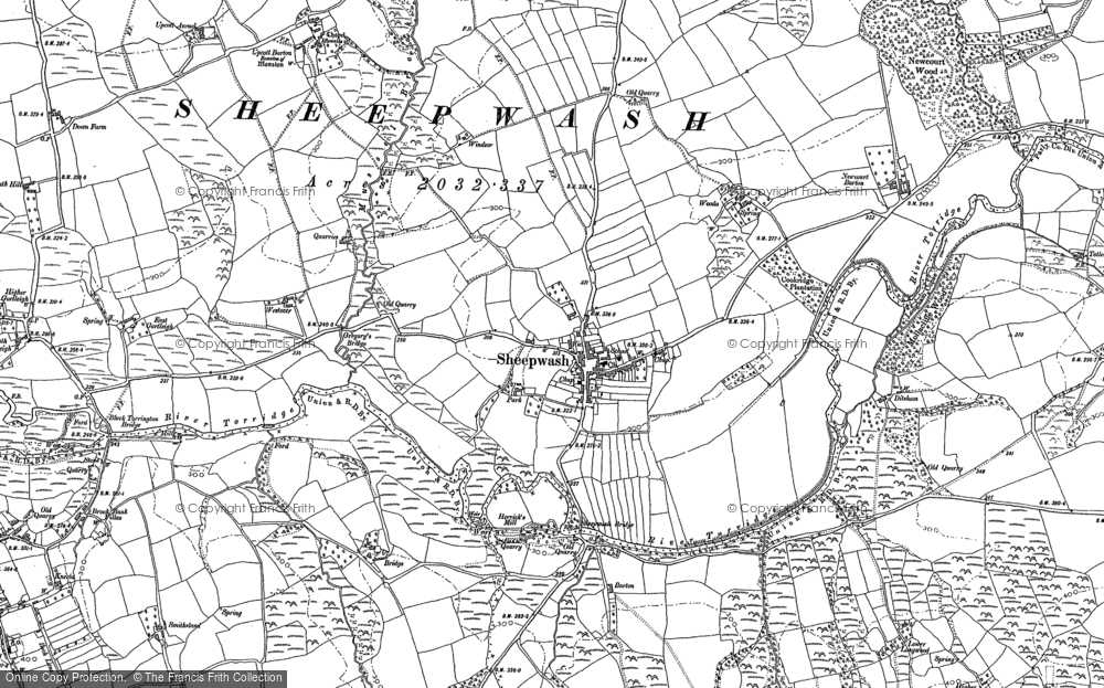 Old Map of Sheepwash, 1884 in 1884