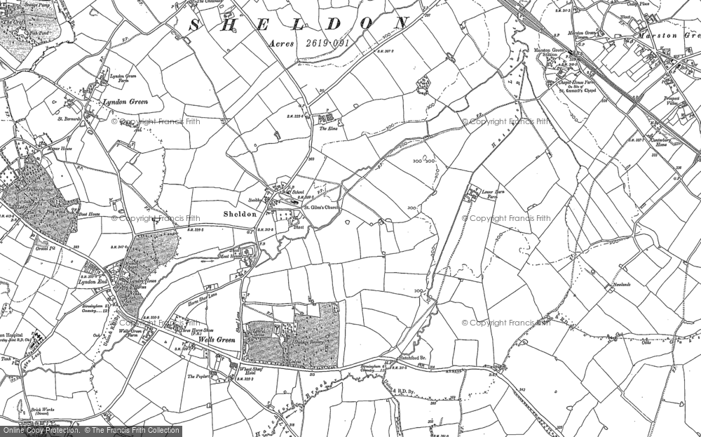 Old Map of Historic Map covering Lyndon Green in 1886