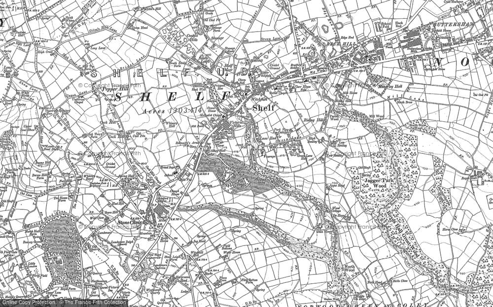 Old Map of Historic Map covering Coley in 1850