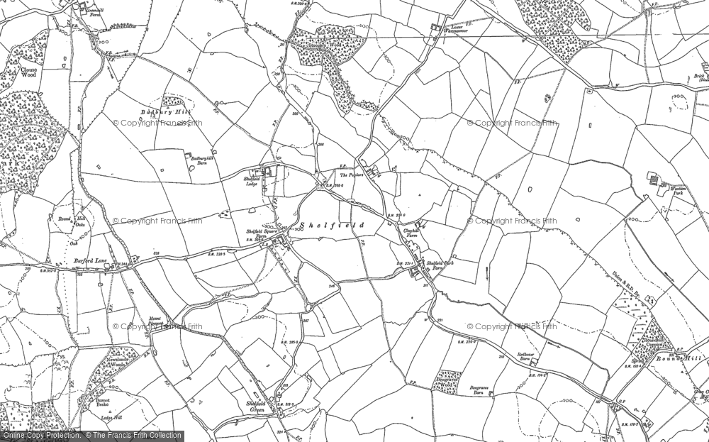 Old Map of Historic Map covering Badbury Hill in 1885