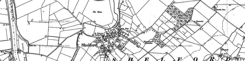 Old map of Shelford in 1883