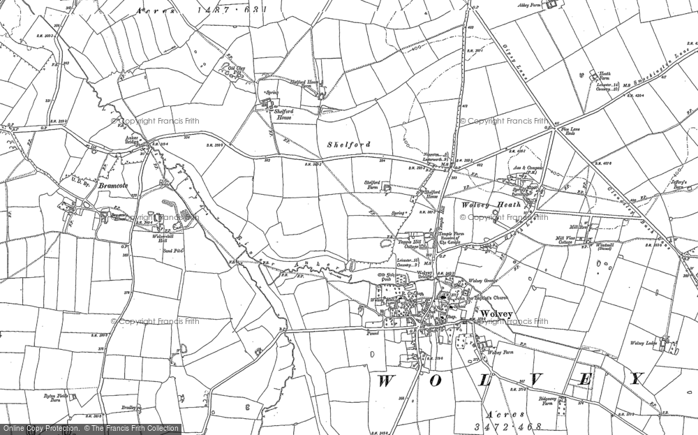 Old Map of Historic Map covering Leicester Grange in 1886