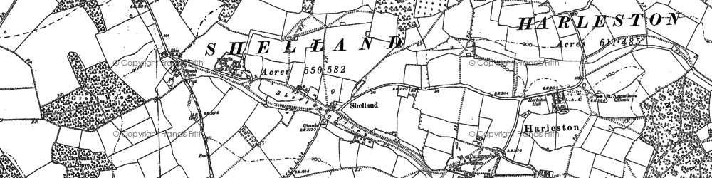 Old map of Buxhall Fen Street in 1883