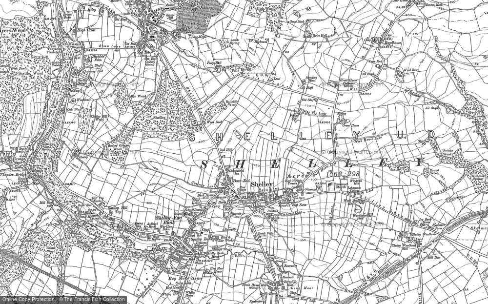 Old Map of Shelley, 1892 in 1892