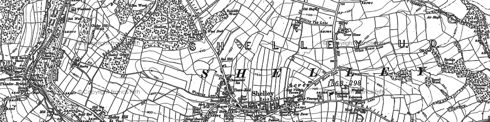 Old map of Shelley in 1892