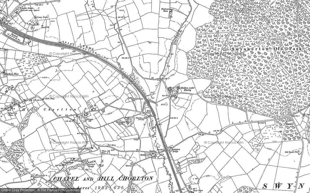Old Map of Shelton under Harley, 1877 - 1879 in 1877