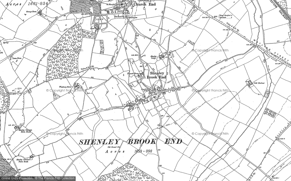 Old Map of Shenley Brook End, 1898 - 1924 in 1898