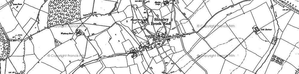 Old map of Shenley Brook End in 1898