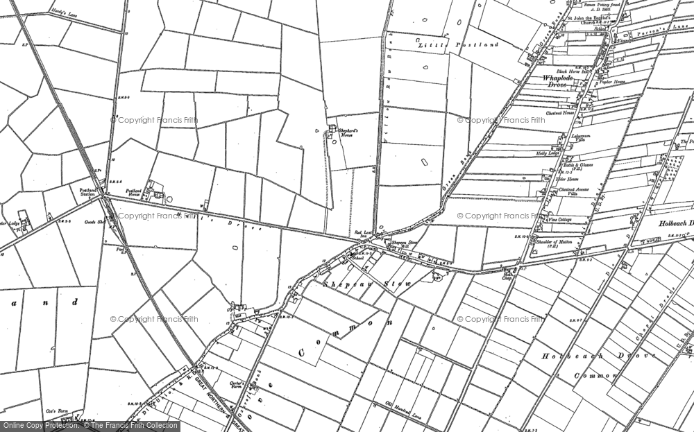 Old Map of Shepeau Stow, 1887 - 1903 in 1887