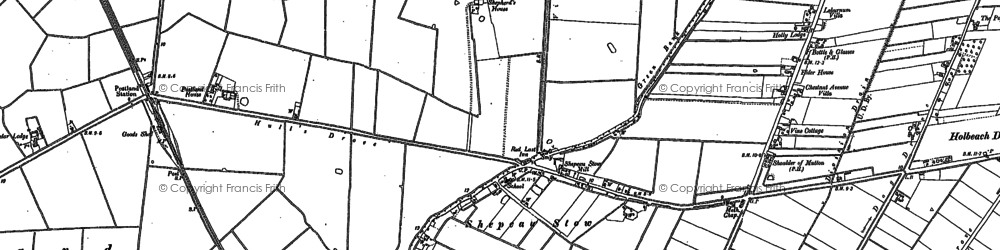 Old map of Shepeau Stow in 1887