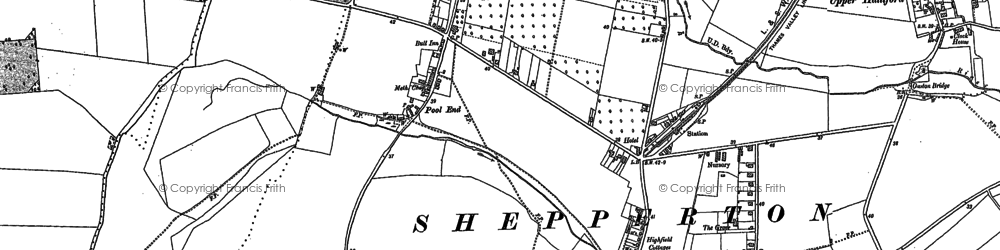 Old map of Lower Halliford in 1912