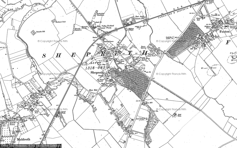 Old Map of Historic Map covering Moor End in 1886