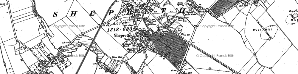 Old map of Moor End in 1886