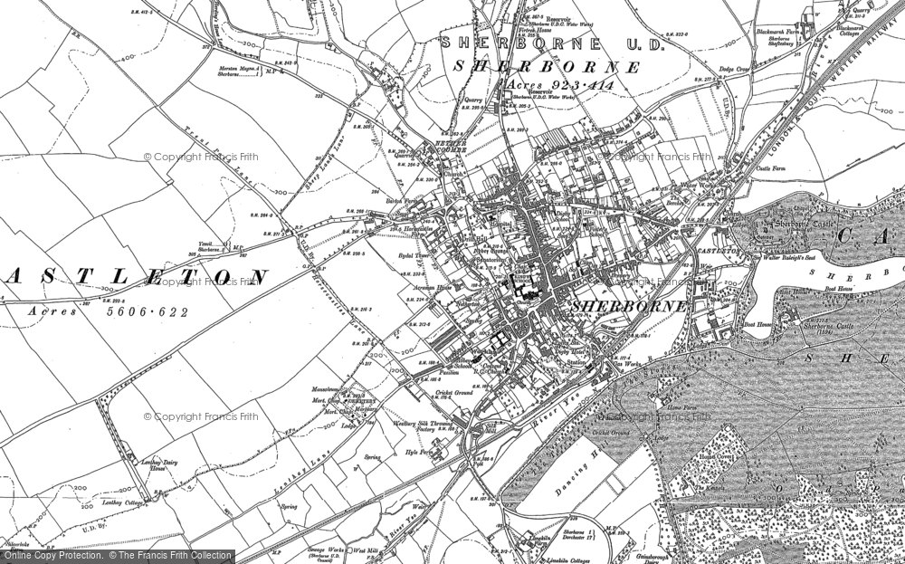 Old Map of Sherborne, 1886 - 1901 in 1886