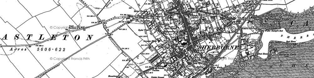 Old map of Sherborne in 1886