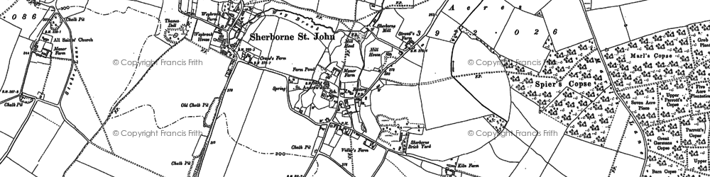 Old map of Sherborne St John in 1894