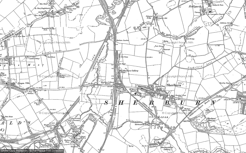 Old Map of Historic Map covering Broomside Ho in 1895
