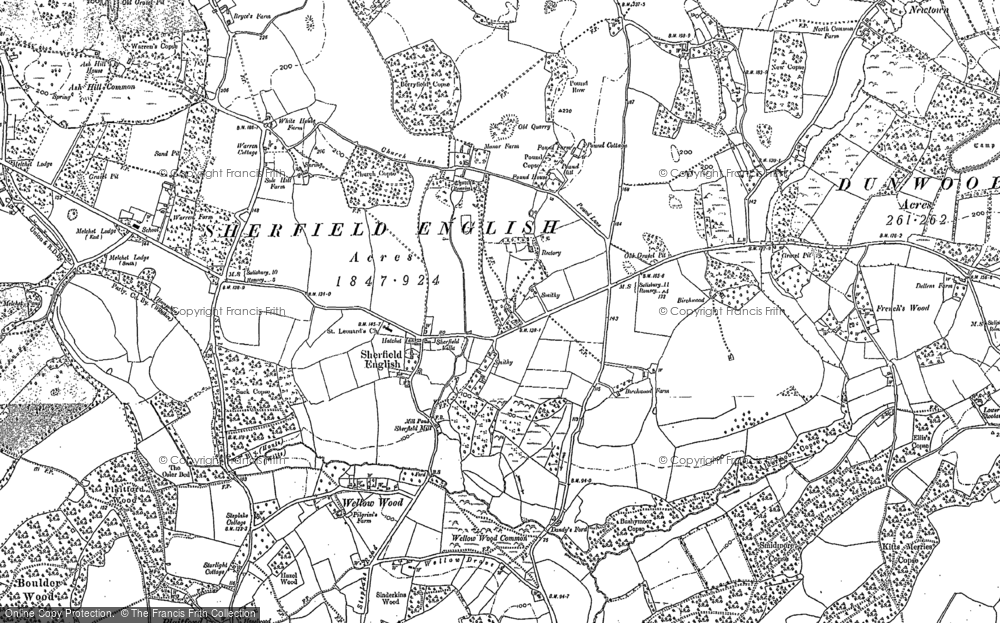 Old Map of Historic Map covering Wellow Wood in 1895