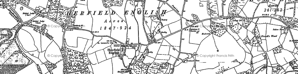 Old map of Sherfield English in 1895
