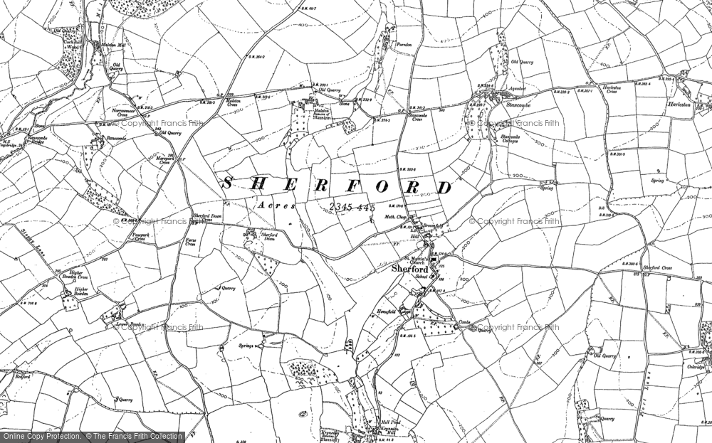 Old Map of Sherford, 1884 - 1905 in 1884