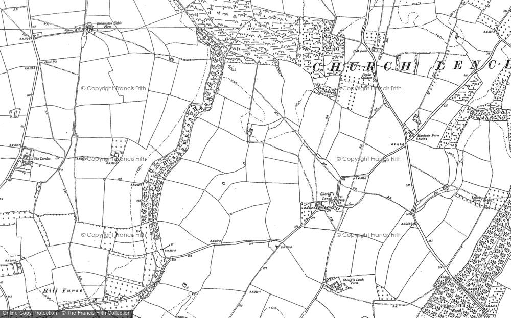 Old Map of Historic Map covering Bishampton Bank in 1884