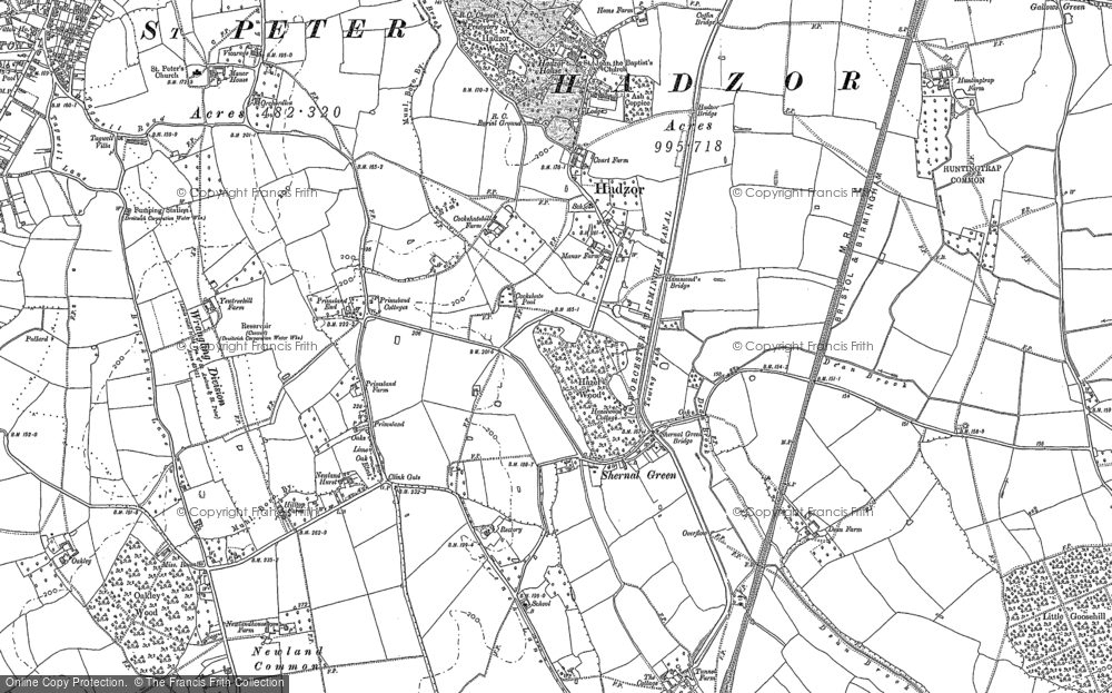 Old Map of Historic Map covering Goosehill Green in 1883
