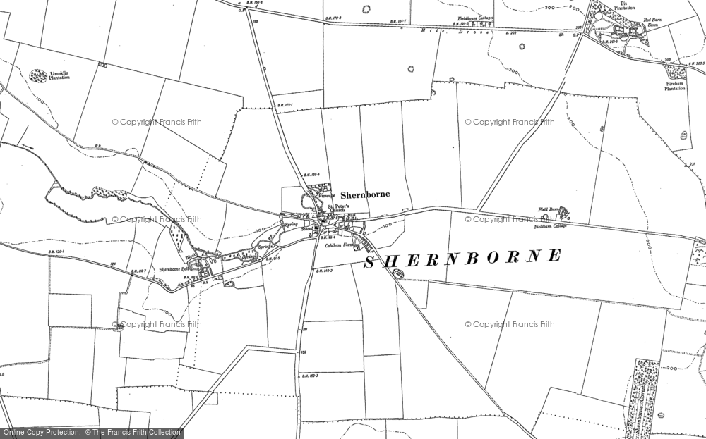 Old Map of Shernborne, 1885 in 1885