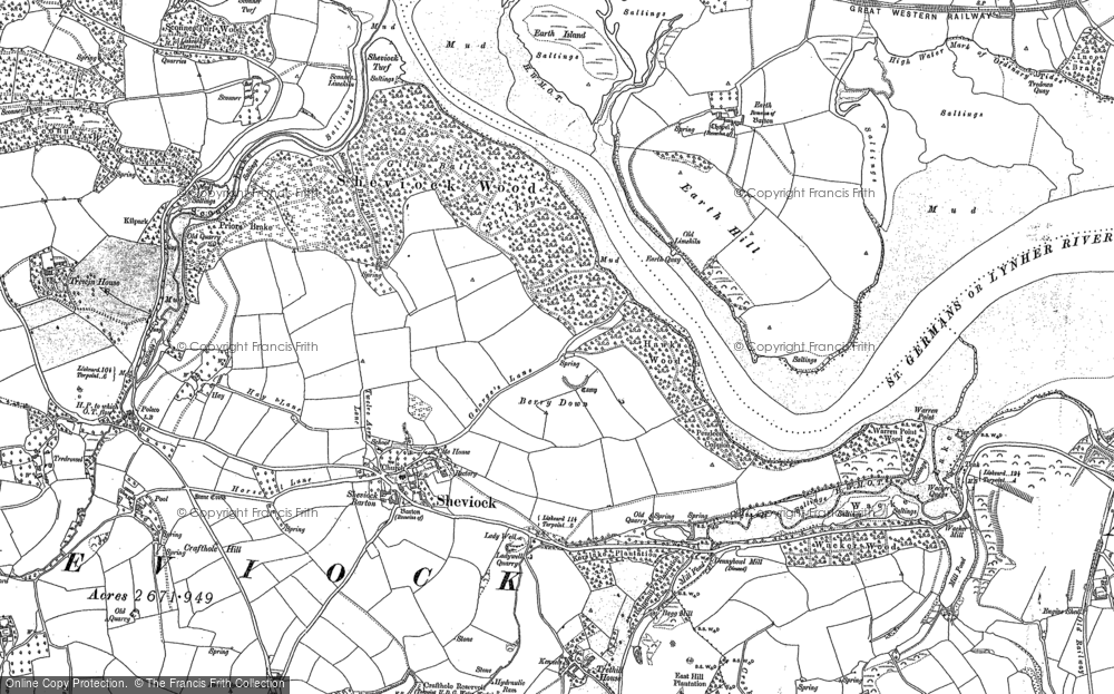 Old Map of Sheviock, 1883 - 1888 in 1883