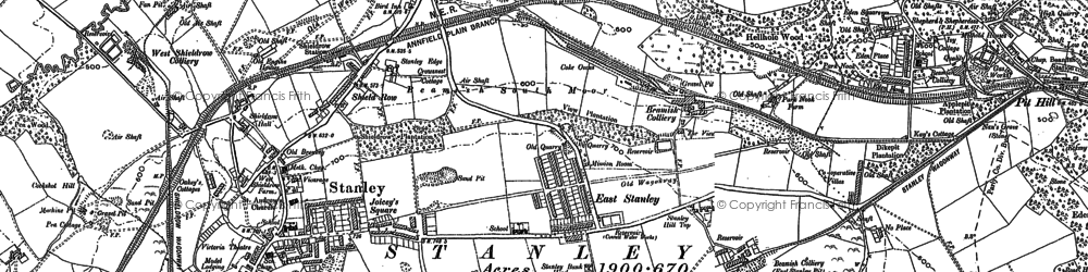 Old map of Shield Row in 1895