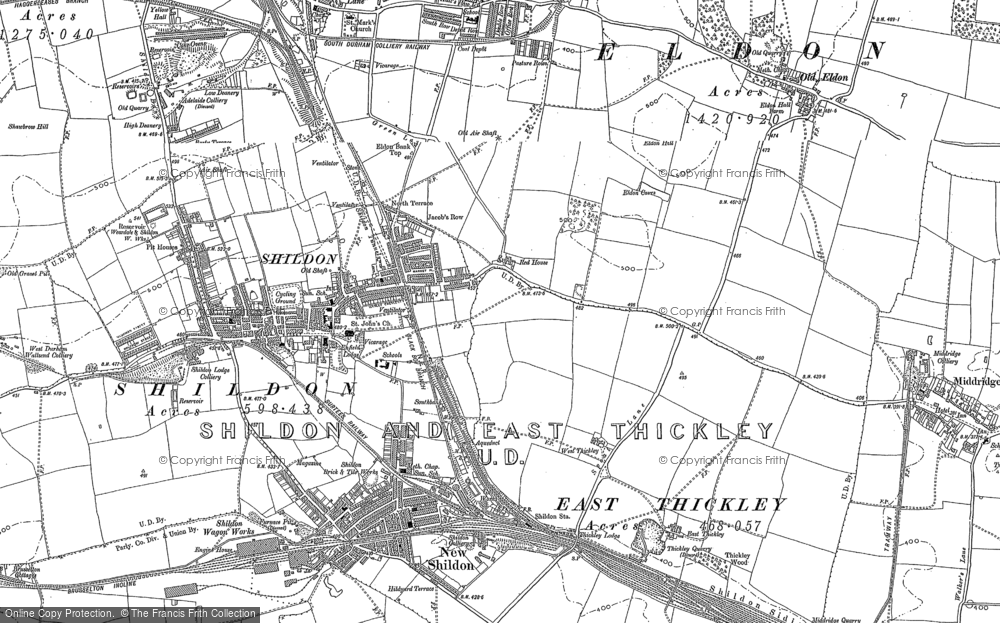 Old Map of Shildon, 1896 in 1896