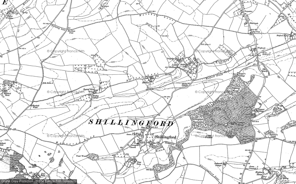 Old Map of Shillingford Abbot, 1888 in 1888