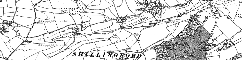 Old map of Shillingford Abbot in 1888