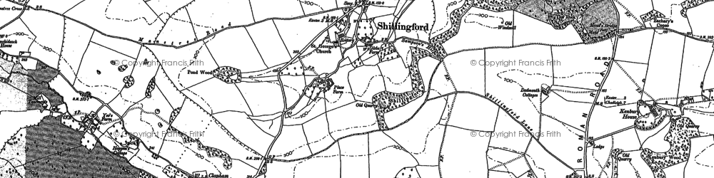 Old map of Shillingford St George in 1886