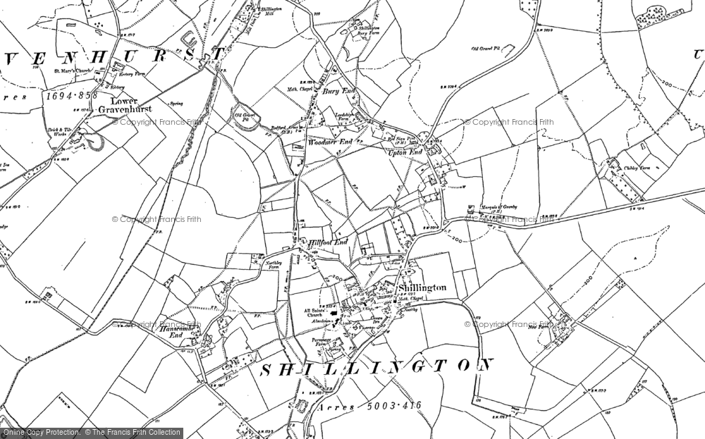 Old Map of Historic Map covering Bury End in 1899