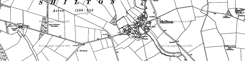 Old map of Shilton in 1889